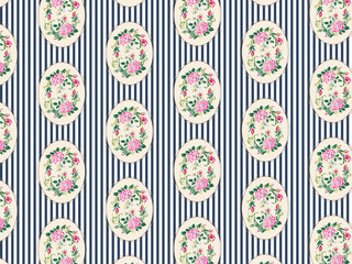 Fond rayures fleurs