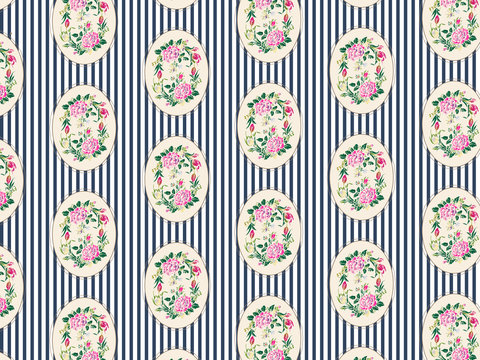 Fond rayures fleurs