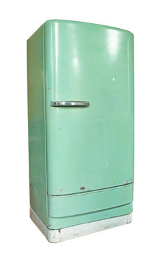 Vintage refrigerator isolated on white background