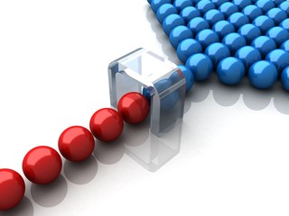 many spheres walking through the adapting change gate