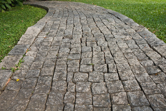 The Stone block walk path in the park