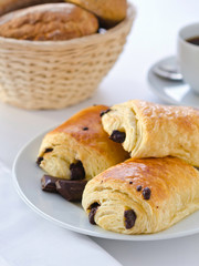 Breakfast setting with pain au Chocolat