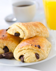 Breakfast setting with pain au Chocolat