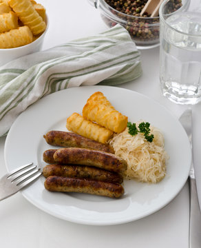 Roasted sausage with sauerkraut