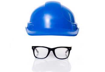 Hard hat and safety glasses isolated