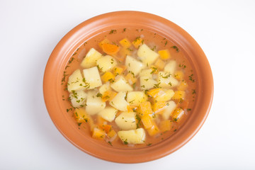 A plate of potato soup