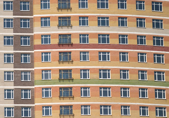 Fototapeta na wymiar City residential building front view closeup