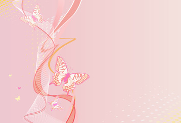 pink vertical background with butterfly