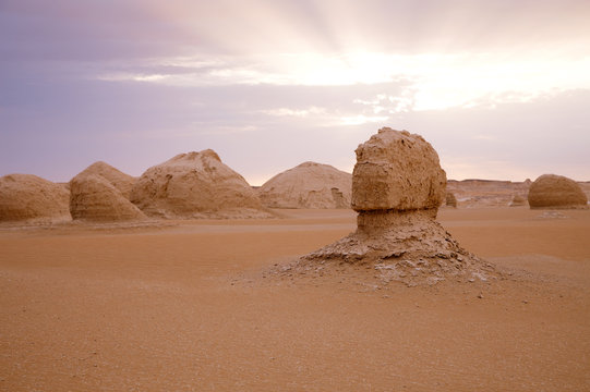 The limestone formation rocks in the Western White Desert, Egypt