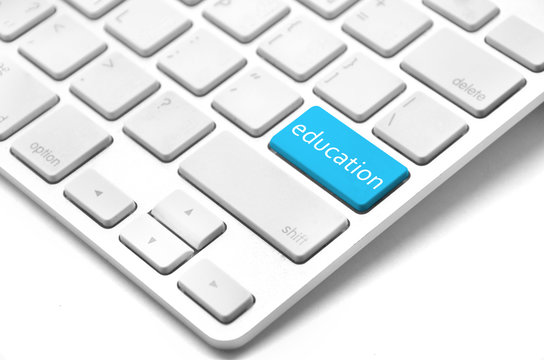 E-learning concept - keyboard with education button