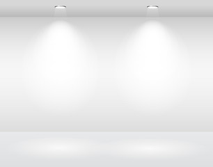 empty white wall with halogen lamps. vector template