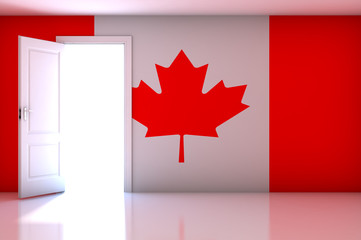 Canada flag on empty room