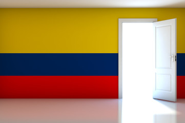 Colombia flag on empty room © tigger11th