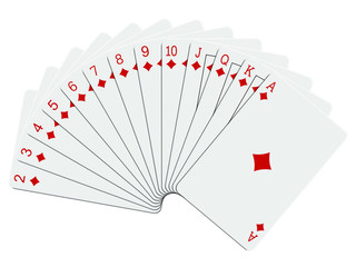 Cartes &agrave; jouer - s&eacute;rie des carreaux en &eacute;ventail