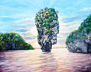 Small island on the sea by oil painting
