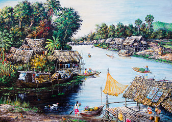 Thai life of oil painting