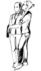 a sketch two girls in pantaloons cost communicate