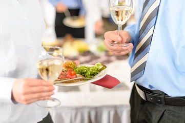 Fotobehang Business refreshments close-up appetizer plate and wine © CandyBox Images