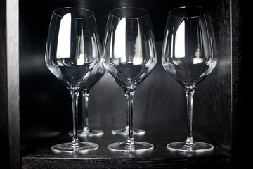 Empty glasses set in restaurant