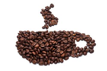 Cup of coffee beans.