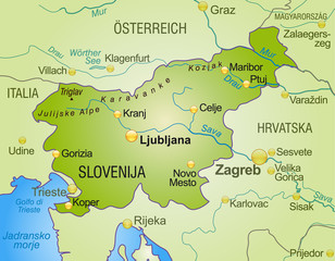 Fototapeta premium map of slovenia with neighboring countries as an overview