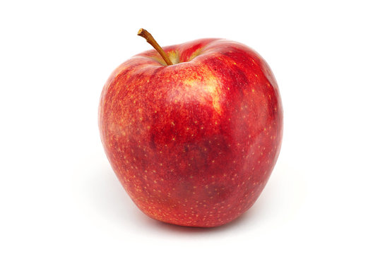 one red apple on white background