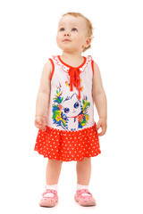 Baby girl looking up