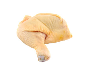 Chicken leg on a white background.