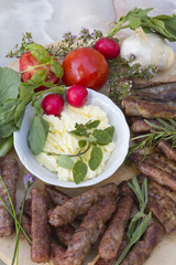 American Balkan BBQ served with organic vegetable