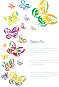 background with colorful glossy gradient butterfly silhouettes