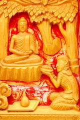 Their offering of food upon Buddha.