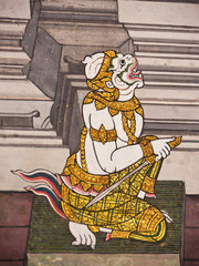 Hanuman, Mural painting in Thai royal temple