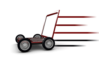 Laptop with tyres isolated on a white background