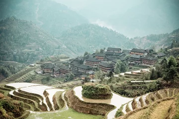 Gordijnen chinese terraces and ethnic minority village © chungking