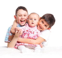 Close-up of happy children in studio