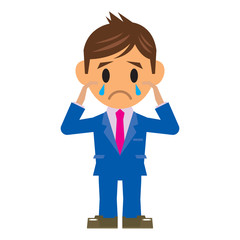 ビジネスマン イラスト 泣く