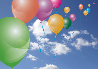 Ballons, Himmel, Party, Fest, Geburtstag