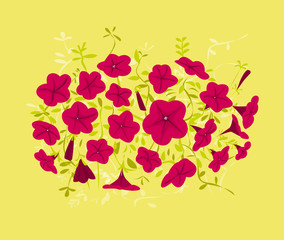 petunias roses fushia