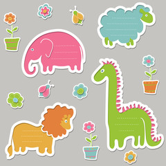 Collection of cute text frames in the shape of animals