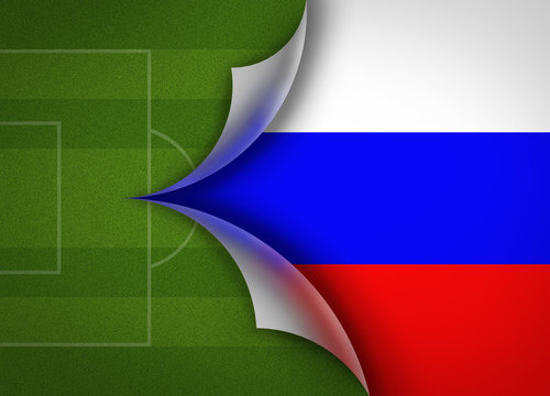 soccer field on Russia flag