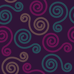 Seamless pattern with lacy swirls in three colors
