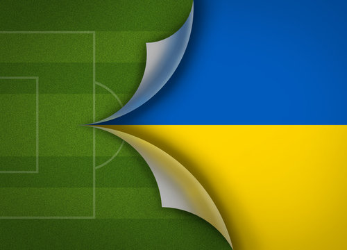 soccer field on Ukraine flag