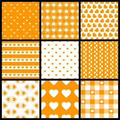 9 Different Seamless Pattern Hearts Orange/White © Jan Engel