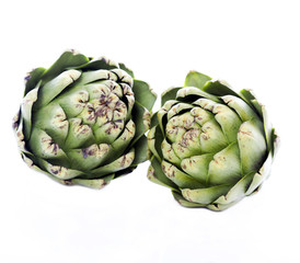 Artichokes isolated on white