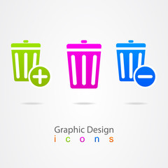 graphic design basket trash can icon button.