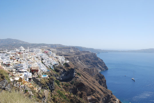 Vista de la localidad de Fira. Isla de Santorini. Grecia..