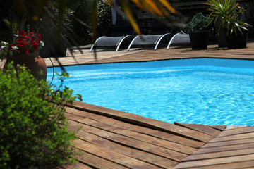 Closeup of private swimming pool