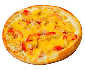 pizza appetizing with cheese isolated on white background (clip