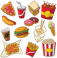 Fast food icon set