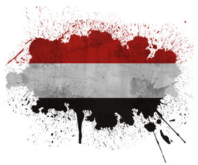 Yemen paint splatter grunge flag